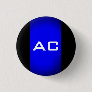 Modern Monogram Blue Black Plain 1 Inch Round Button