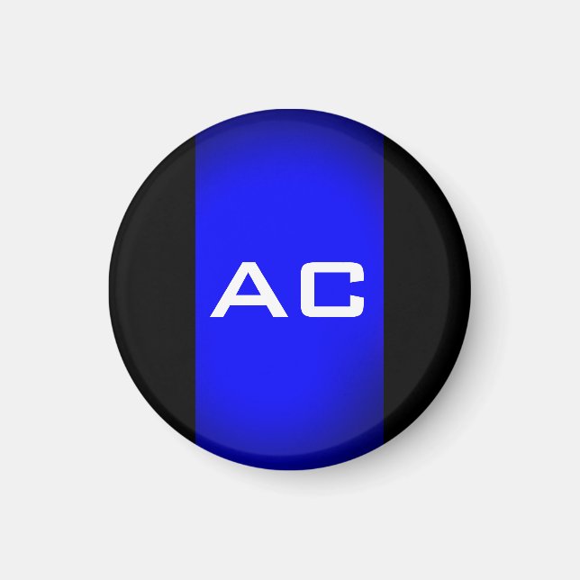 Modern Monogram Blue Black Plain Magnet (Front)