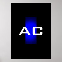 Modern Monogram Blue Black Plain
