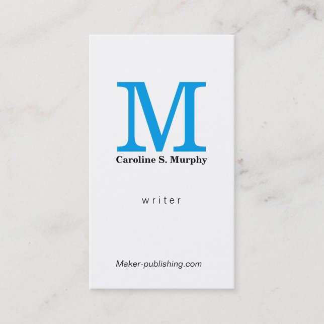 Modern Monogram (blue) Business Card (Front)
