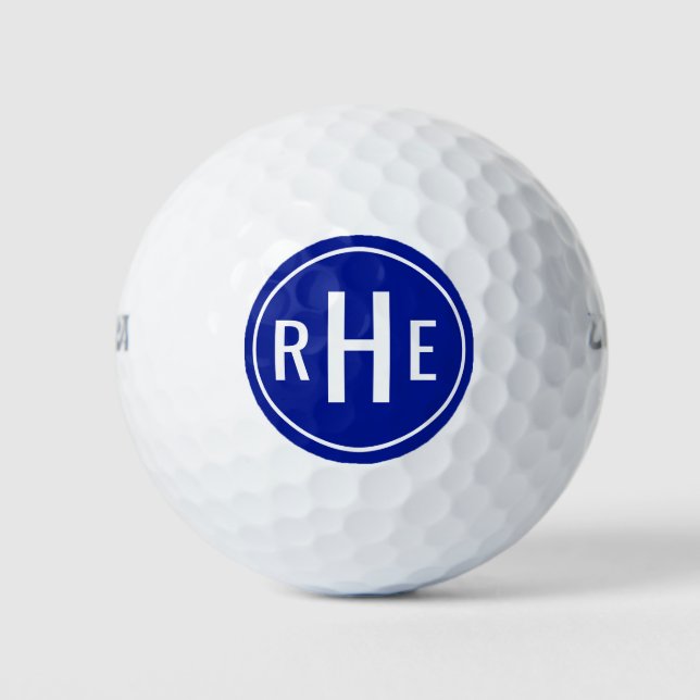 Modern Monogram Blue Golf Balls (Front)