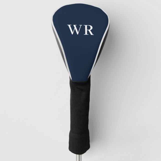 Modern Monogram Blue Golf Head Cover (Front)