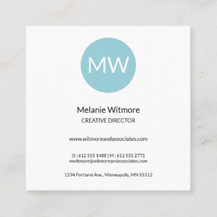 Modern Monogram Blue Water Drops Business Card