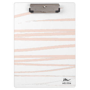 Modern Monogram Blush Pink Lines Abstract Art Clipboard
