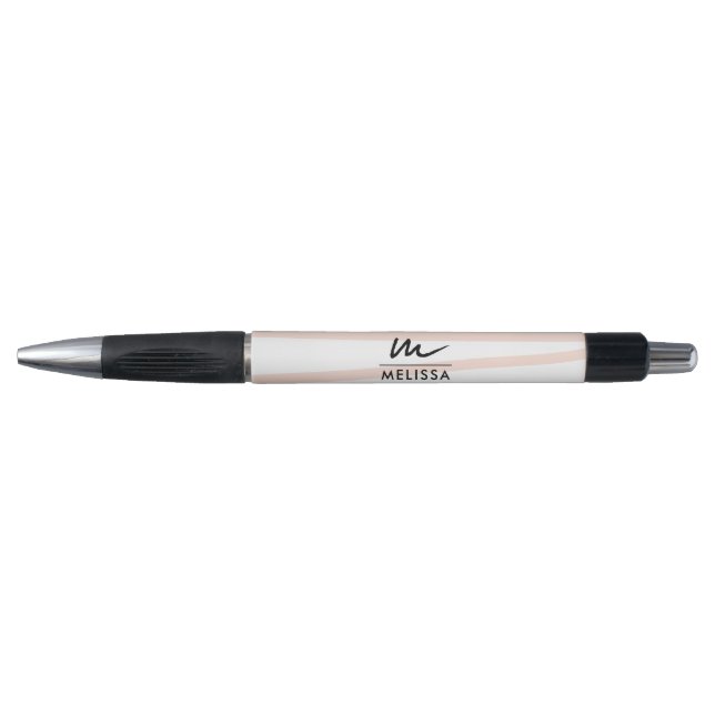 Modern Monogram Blush Pink Lines Abstract Art  Pen (Front)
