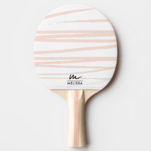 Modern Monogram Blush Pink Lines Abstract Art  Ping Pong Paddle