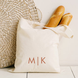 Modern Monogram Boho Terracotta Text Tote Bag