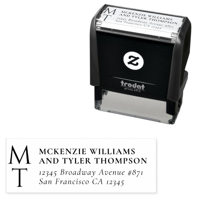 Modern Monogram Bold Black Initials Self-inking Stamp (In Situ)