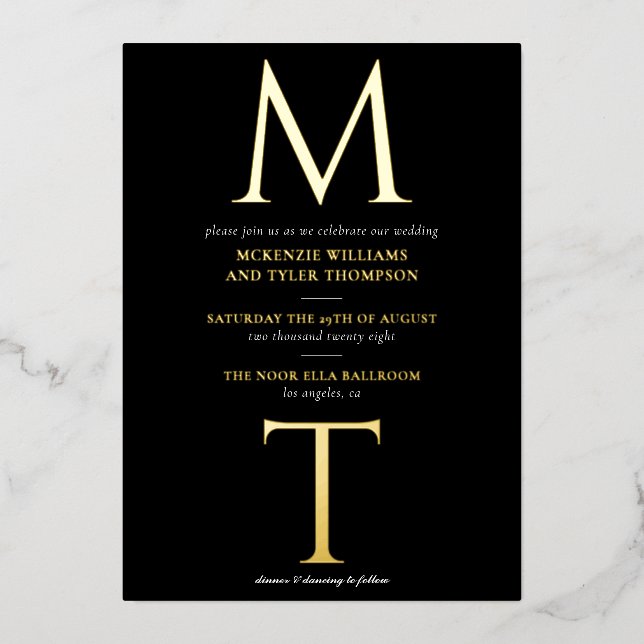 Modern Monogram Bold Initials Black & Gold (Front)
