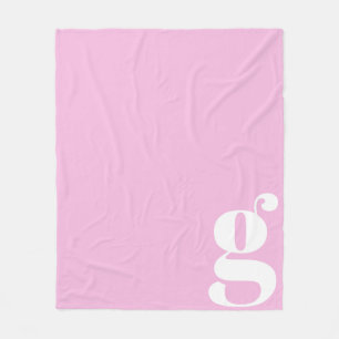 Modern Monogram Bold Letter Soft Pink Minimalist Fleece Blanket