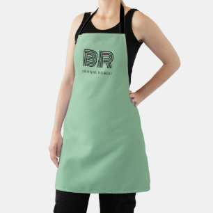 Modern Monogram Branding Logo Stylish Mint Green Apron