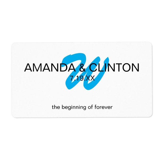 Modern Monogram | Bridal Water Bottle Favours (Front)