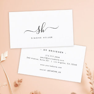 Modern Monogram Brush Script Simple Cool Business Card