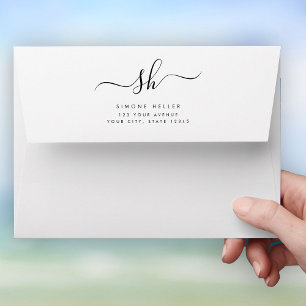 Modern Monogram Brush Script Simple Cool Envelope
