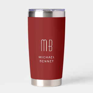 Modern Monogram Burgundy Insulated Tumbler