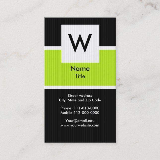 Modern Monogram Business Card (Front)