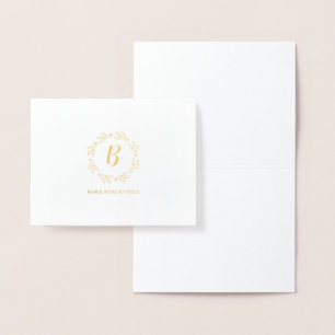 Modern Monogram, Business Logo Gold Foil Card