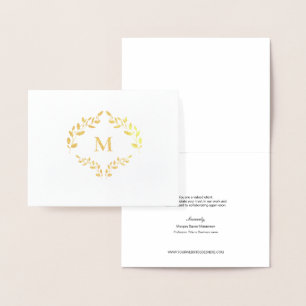Modern Monogram Business Logo Laurel leaves Luxe  Foil Card