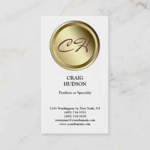 Modern Monogram Button Pattern White Business Card