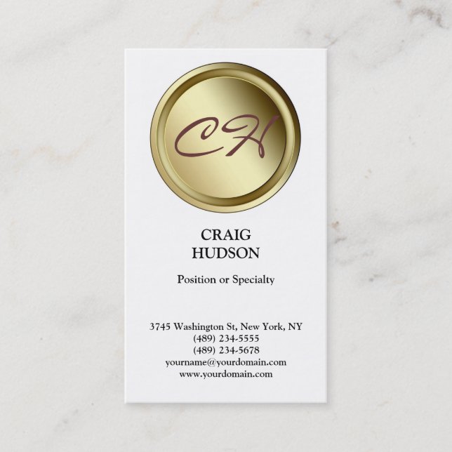 Modern Monogram Button Pattern White Business Card (Front)