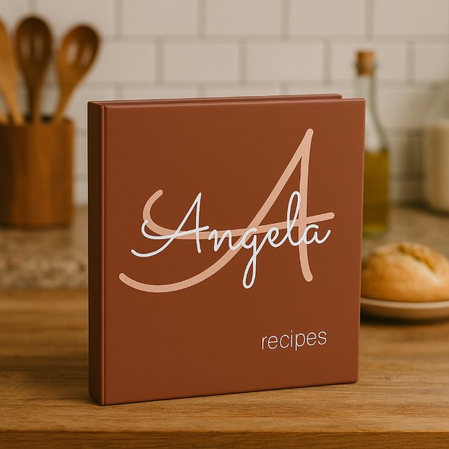 Modern Monogram Chef Recipes, terracotta Binder (Creator Uploaded)