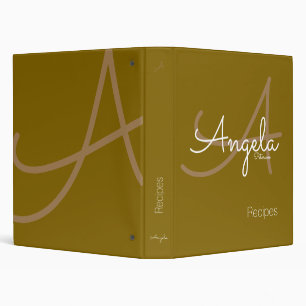 Modern Monogram Chef Recipes, yellow brown Binder