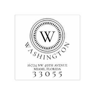 Modern Monogram Circle Return Address Stamp