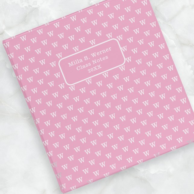 Modern Monogram Class Notes light pink Binder (Creator Uploaded)