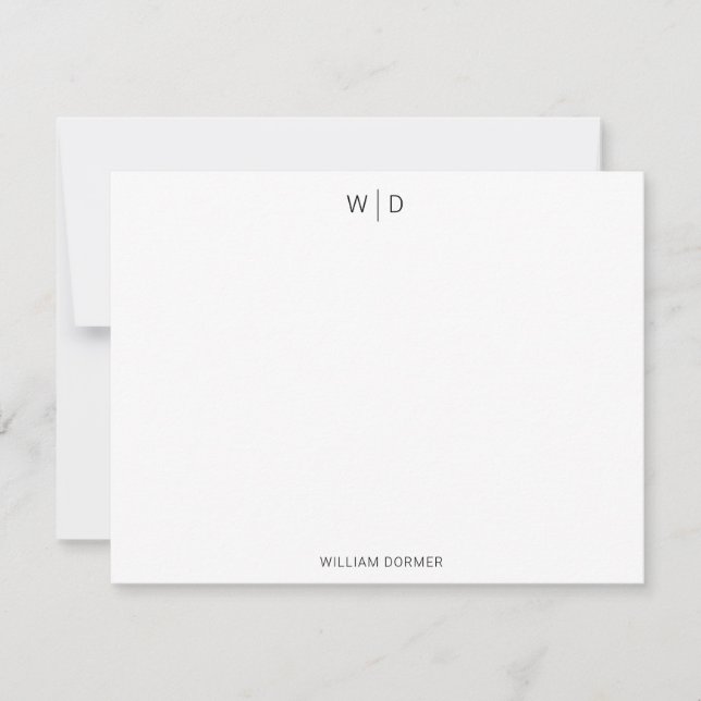 Modern Monogram Classic Black Personal Stationery  Card (Front)