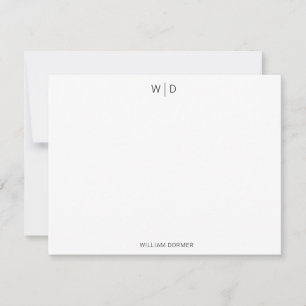 Modern Monogram Classic Black Personal Stationery Card