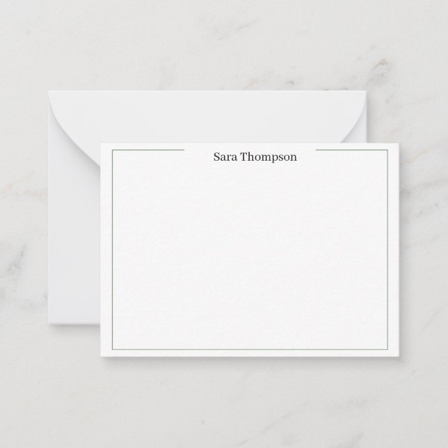 Modern Monogram Classic Black Personal Stationery  Card (Front)