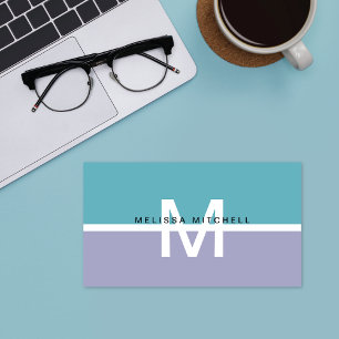 Modern Monogram Color Block Business Card