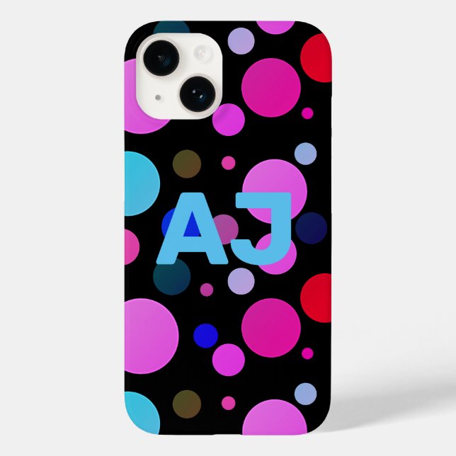 Modern Monogram Colourful Polka Dot Case-Mate iPhone Case (Back)