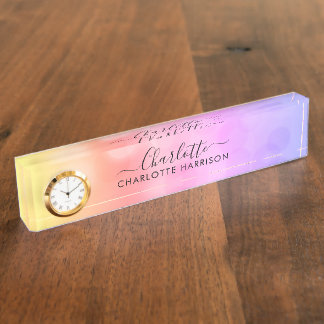 Modern Monogram Colourful Sparkle School Office Nameplate