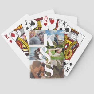 Modern Monogram Couples Valentines Day Photo Playing Cards