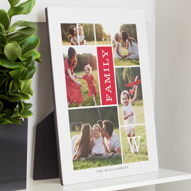 Modern Monogram Custom Family Photo Collage Plaque (Modern Monogram Custom Family Photo Collage Plaque)