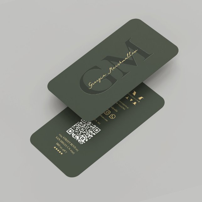 Modern Monogram Dark Green Marketing Professional  Business Card (Modern Monogram Dark Green Marketing Professional Business Card
)