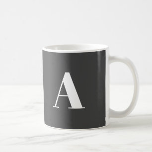 Modern monogram dark grey custom initial letter coffee mug