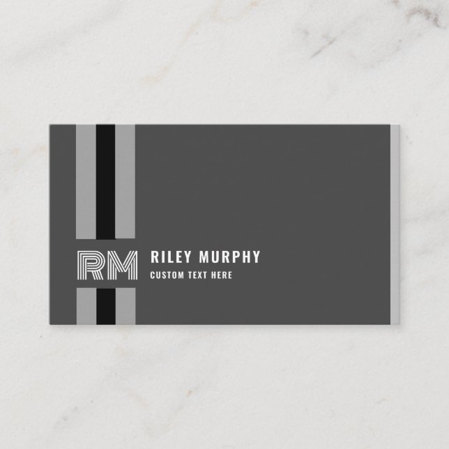 Modern Monogram Dark Grey  Professional Business Card (Front)