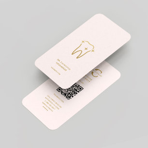 Modern Monogram Dentist Pearl Pink Gold Business Card