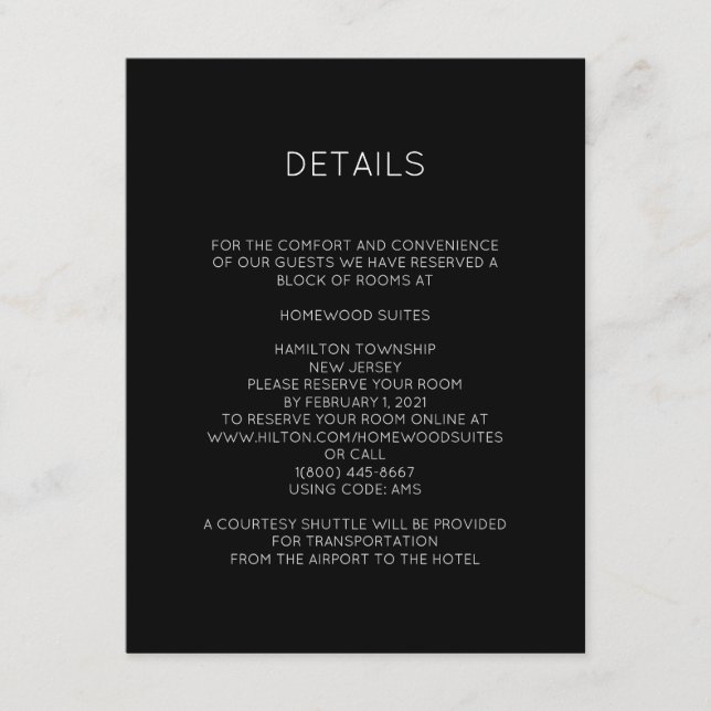 Modern Monogram Details Card (Front)