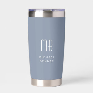 Modern Monogram Dusty Blue Insulated Tumbler