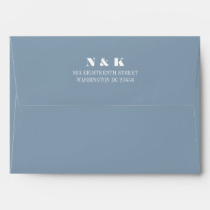 Modern Monogram Dusty Blue Wedding Return Address Envelope