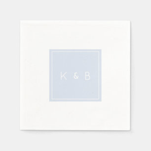 Modern Monogram Dusty Blue & White Cocktail Napkin