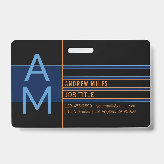Modern Monogram & Editable Shapes & Colours Badge (Front)