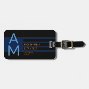 Modern Monogram & Editable Shapes & Colours Luggage Tag