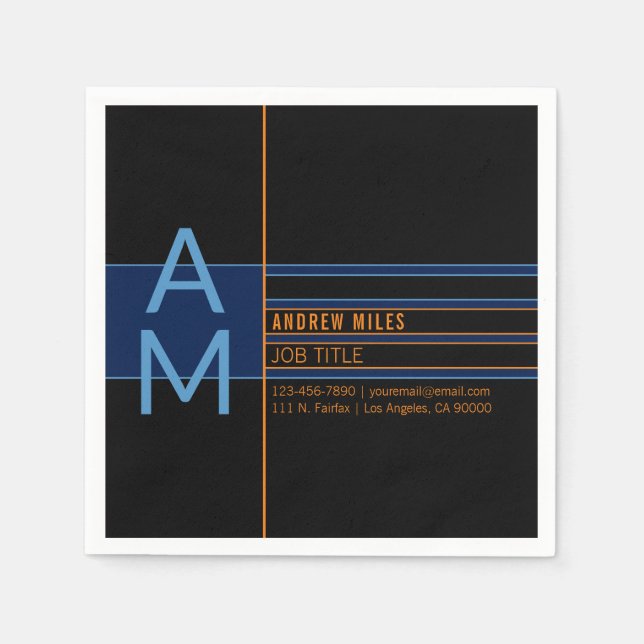 Modern Monogram & Editable Shapes & Colours Napkin (Front)