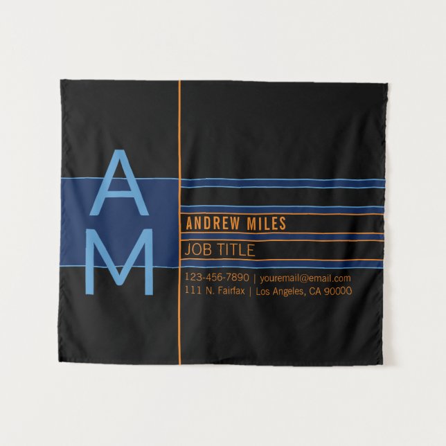 Modern Monogram & Editable Shapes & Colours Tapestry (Front (Horizontal))