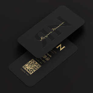 Modern Monogram Elegant Black R N Business Card