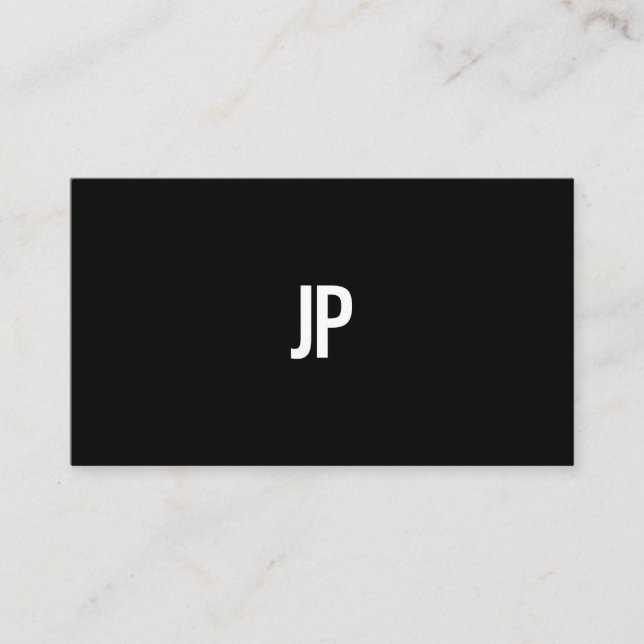 Modern Monogram Elegant Black White Simple Plain Business Card (Front)